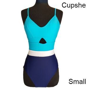 Women's Swimsuit One Piece Small Teal Swimwear Bathing Suit